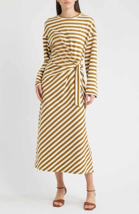FRNCH Fenouil Directional Stripe Long Sleeve Dress