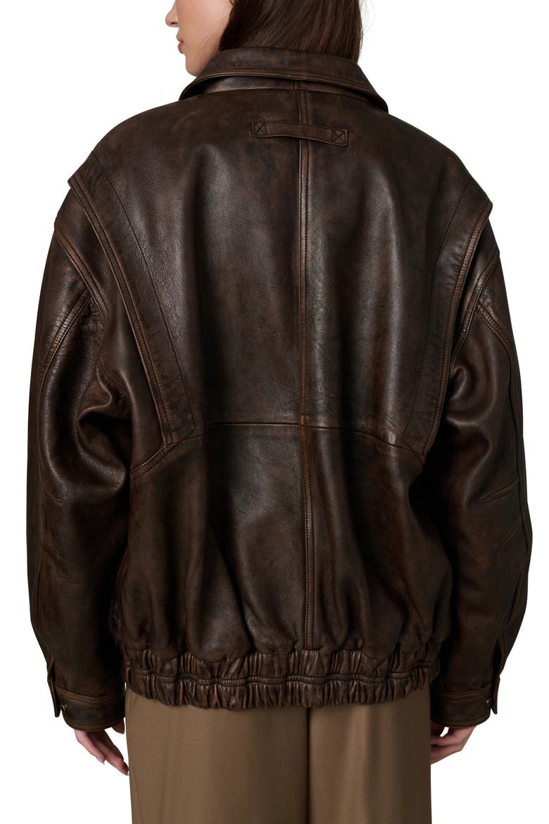 The Luca Leather Bomber Jacket, Alternate, color, BROWN DISTRESSED