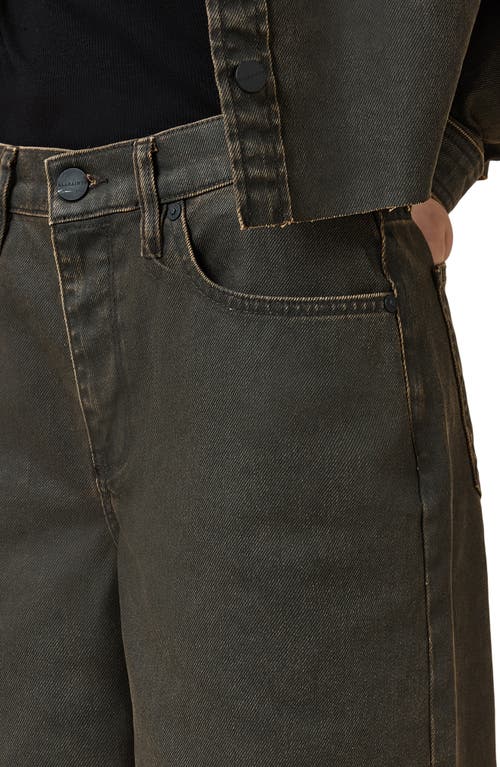Allsaints Louie Oversize Denim Shorts In Golden Black