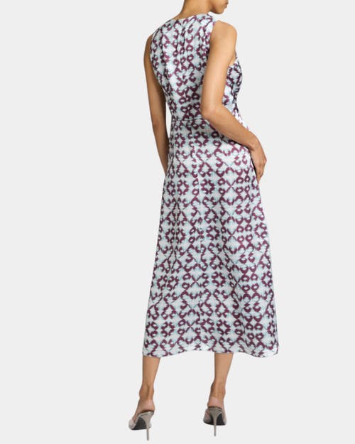 Shop Santorelli Eden Sleeveless Fit And Flare Midi Dress With Center Ruching In Ocean Mist