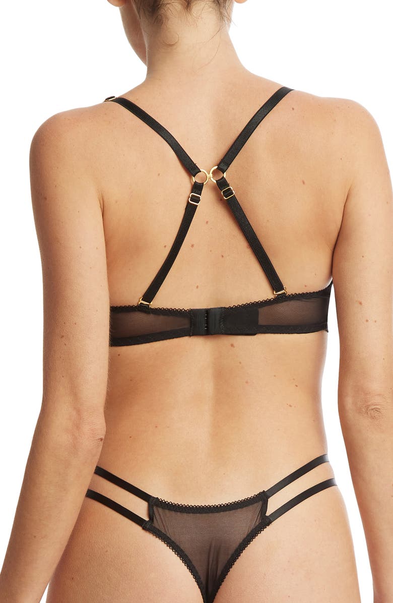 Hanky Panky Strappy Lace & Mesh Underwire Bra, Alternate, color, Black