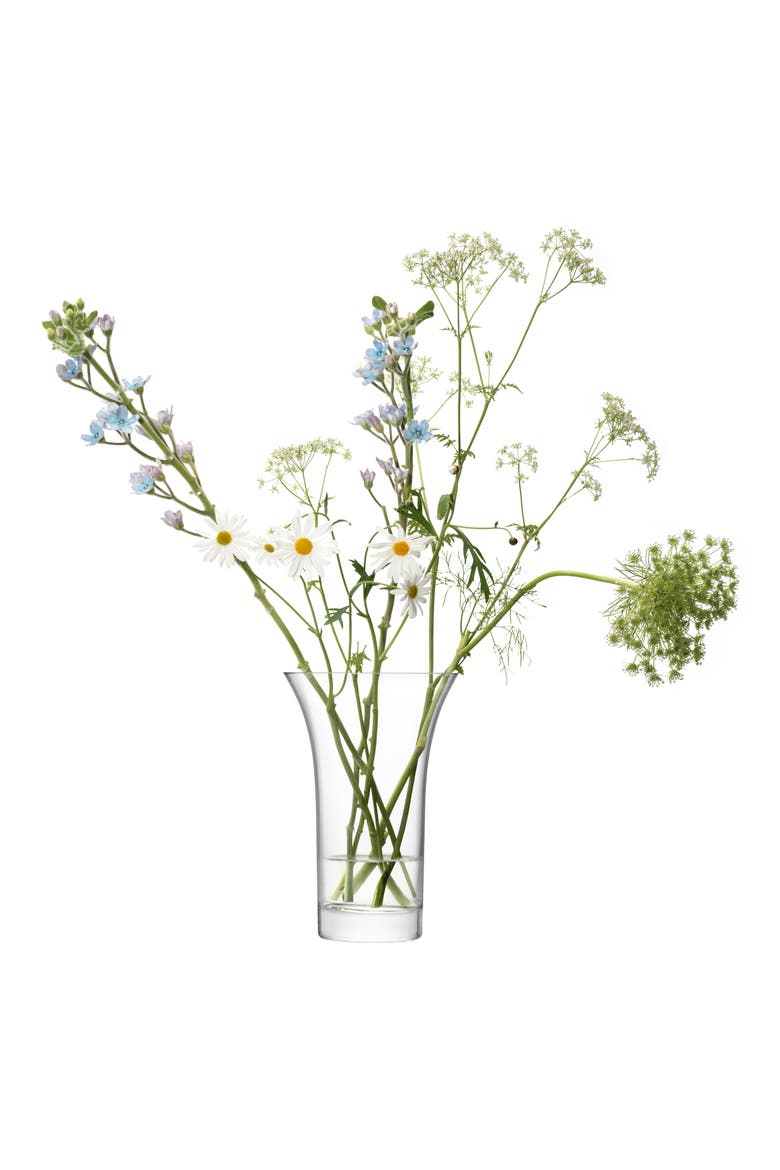 Flower Flared Bouquet Glass Vase, Alternate, color, CLEAR
