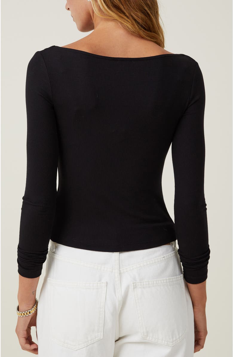 Cotton On Women's Staple Rib Boat Neck Long Sleeve Top, Alternate, color, 