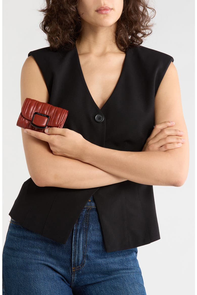 Brio Quilted Leather Card Holder, Alternate, color, RED