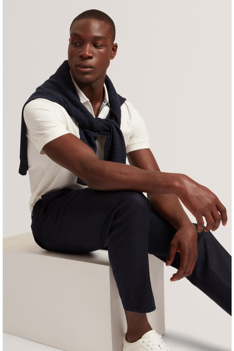 Cophen Stretch Cotton Zip Polo, Alternate, color, WHITE