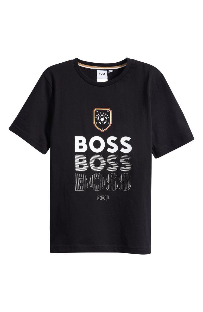 BOSS Kidswear Kids' Short Sleeve Logo Graphic T-Shirt, Main, color, Black