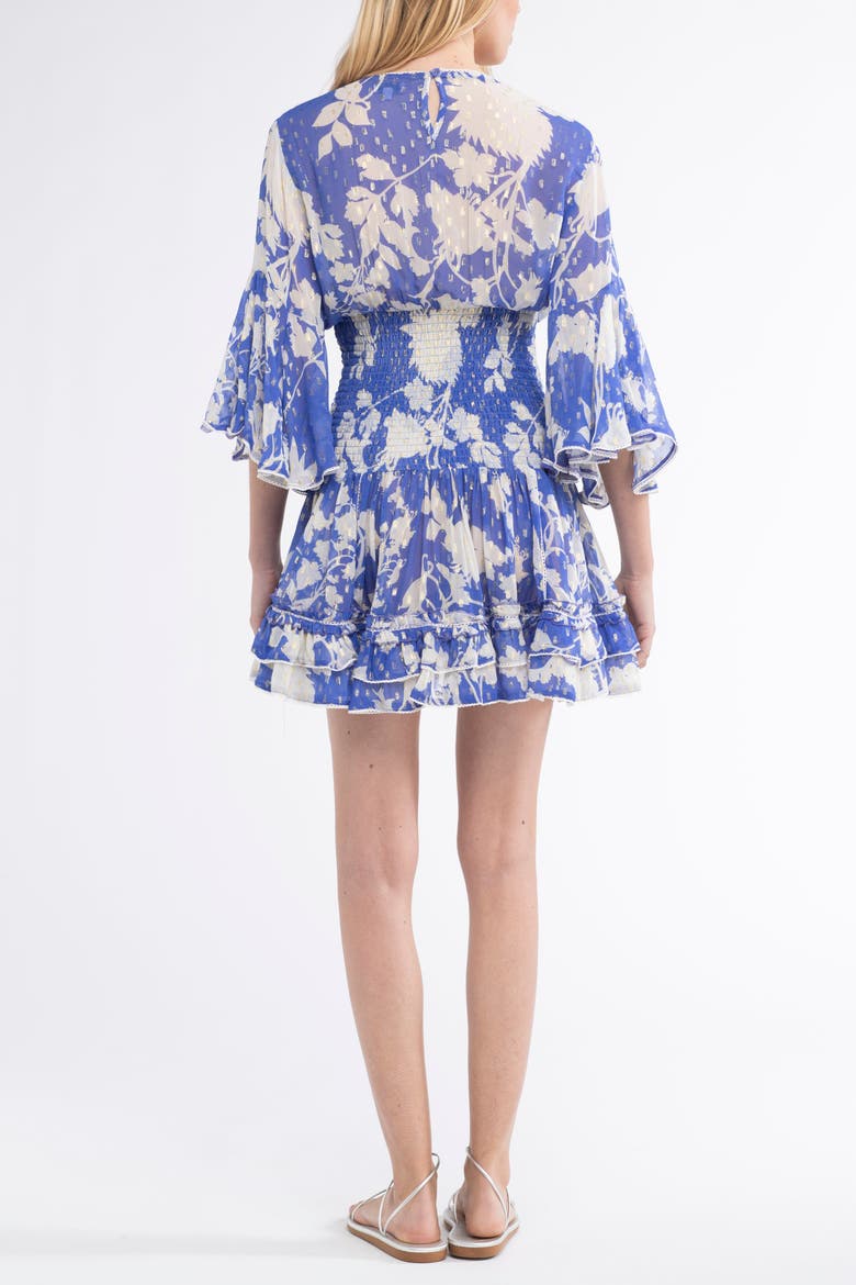 Jenina Cover-Up Flower Mini Dress, Alternate, color, Blue