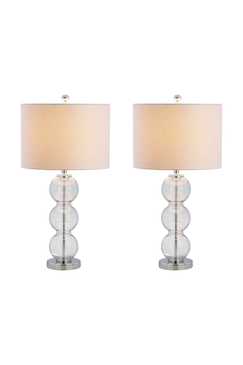 Bella 27" Glass Triple-Sphere LED Table Lamp, Main, color, Clear Silver
