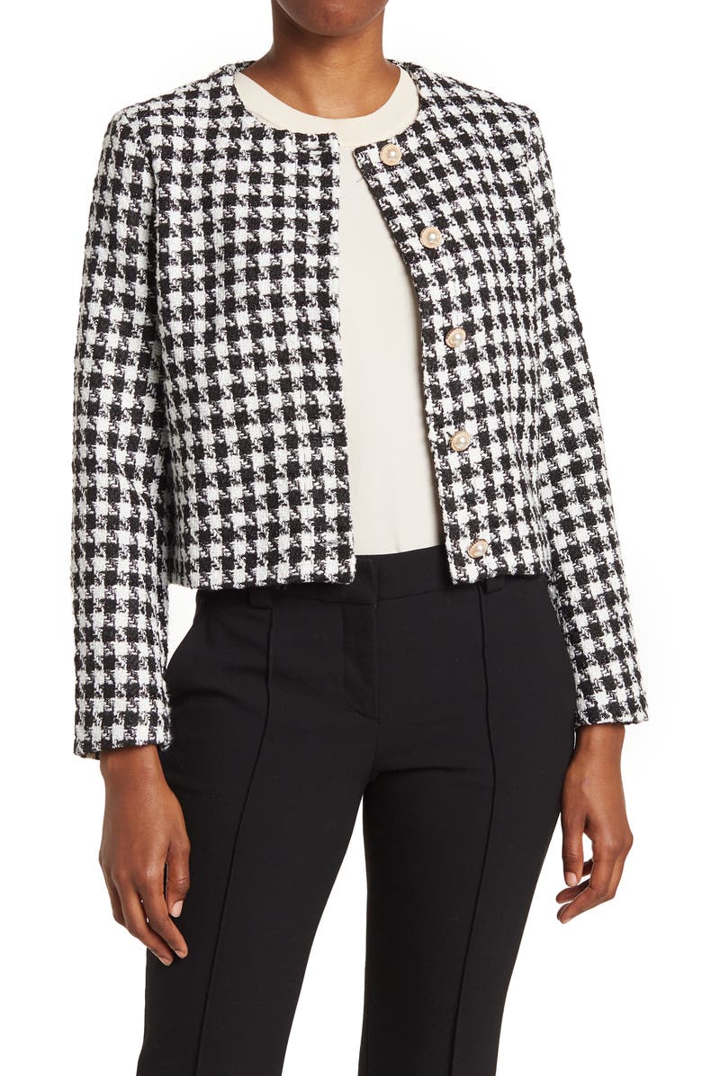 PLM Houndstooth Tweed Crop Jacket, Main, color, 