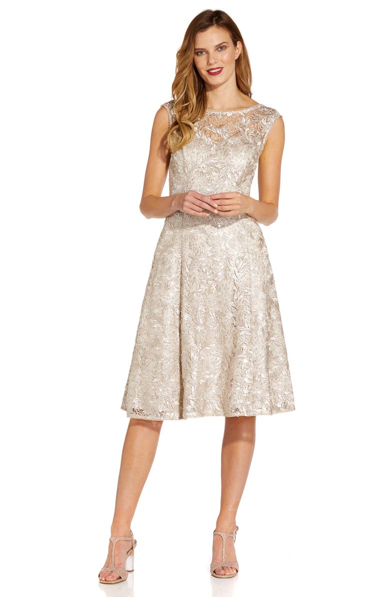 Adrianna Papell Embroidered Cocktail Dress, Alternate, color, 
