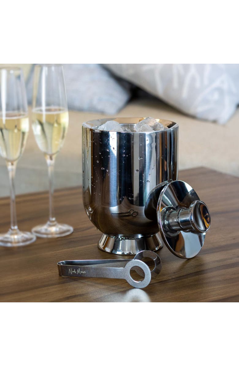Nick Munro Trombone Ice Bucket & Tongs, Alternate, color, Silver