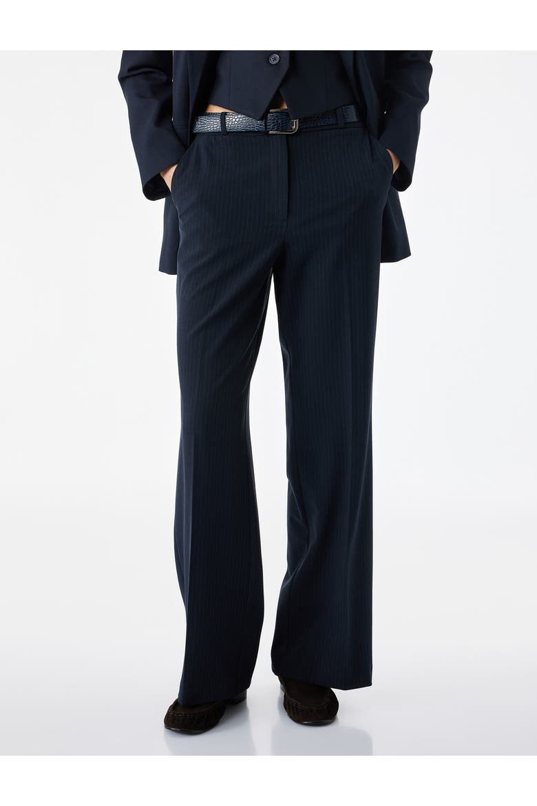 Belted High Rise Wide Leg Trousers, Alternate, color, NAVY STRIPE