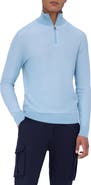 Bugatchi Merino Wool & Silk Bird's Eye Quarter Zip Sweater