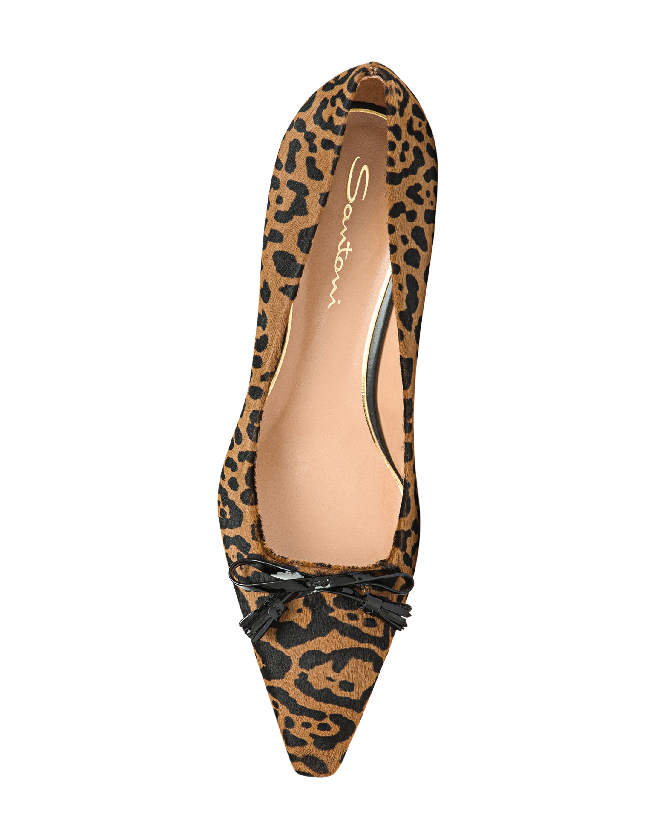 Santoni Mid-Heel Leopard-Print Pony Hair Pumps, Alternate, color, Brown