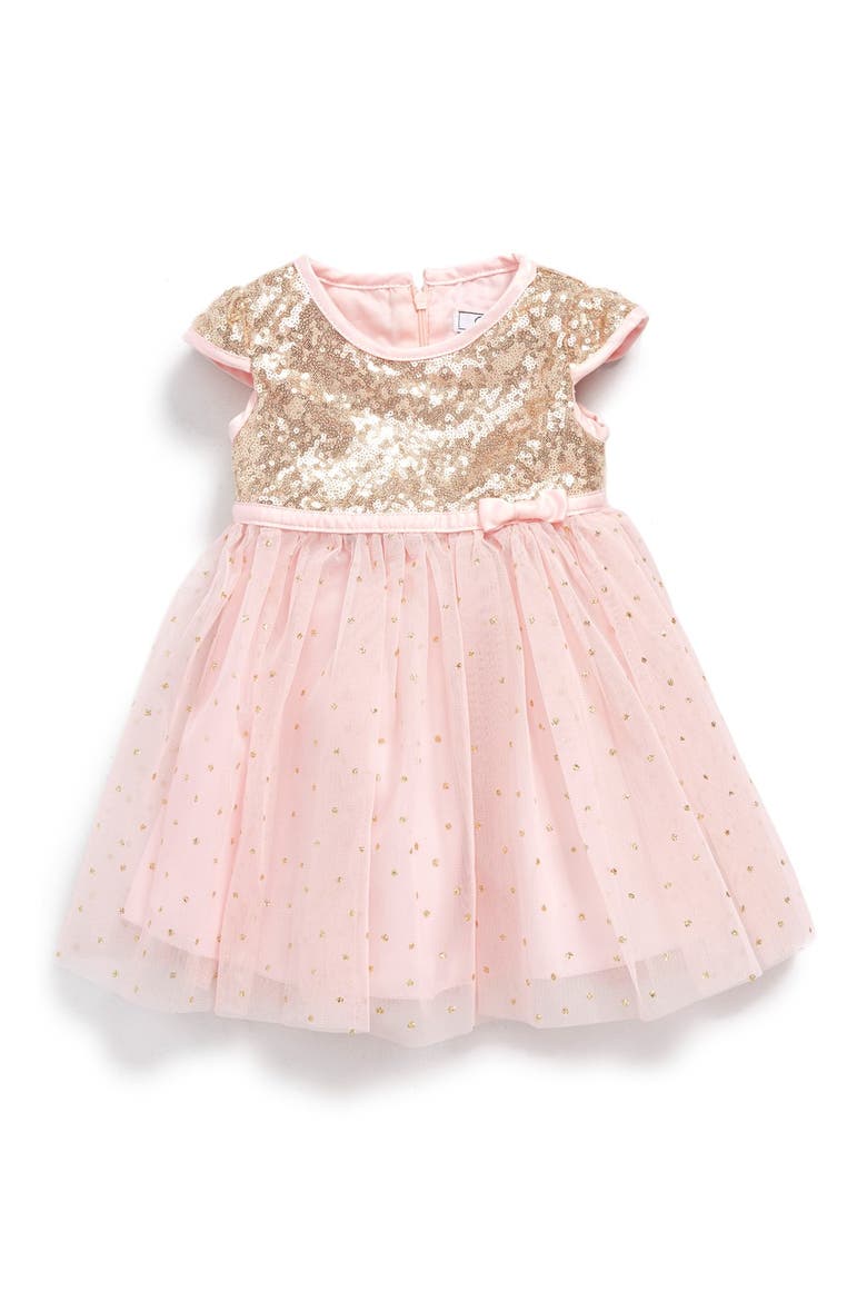 Sequin Cap Sleeve Dress, Main, color, GOLD/PINK