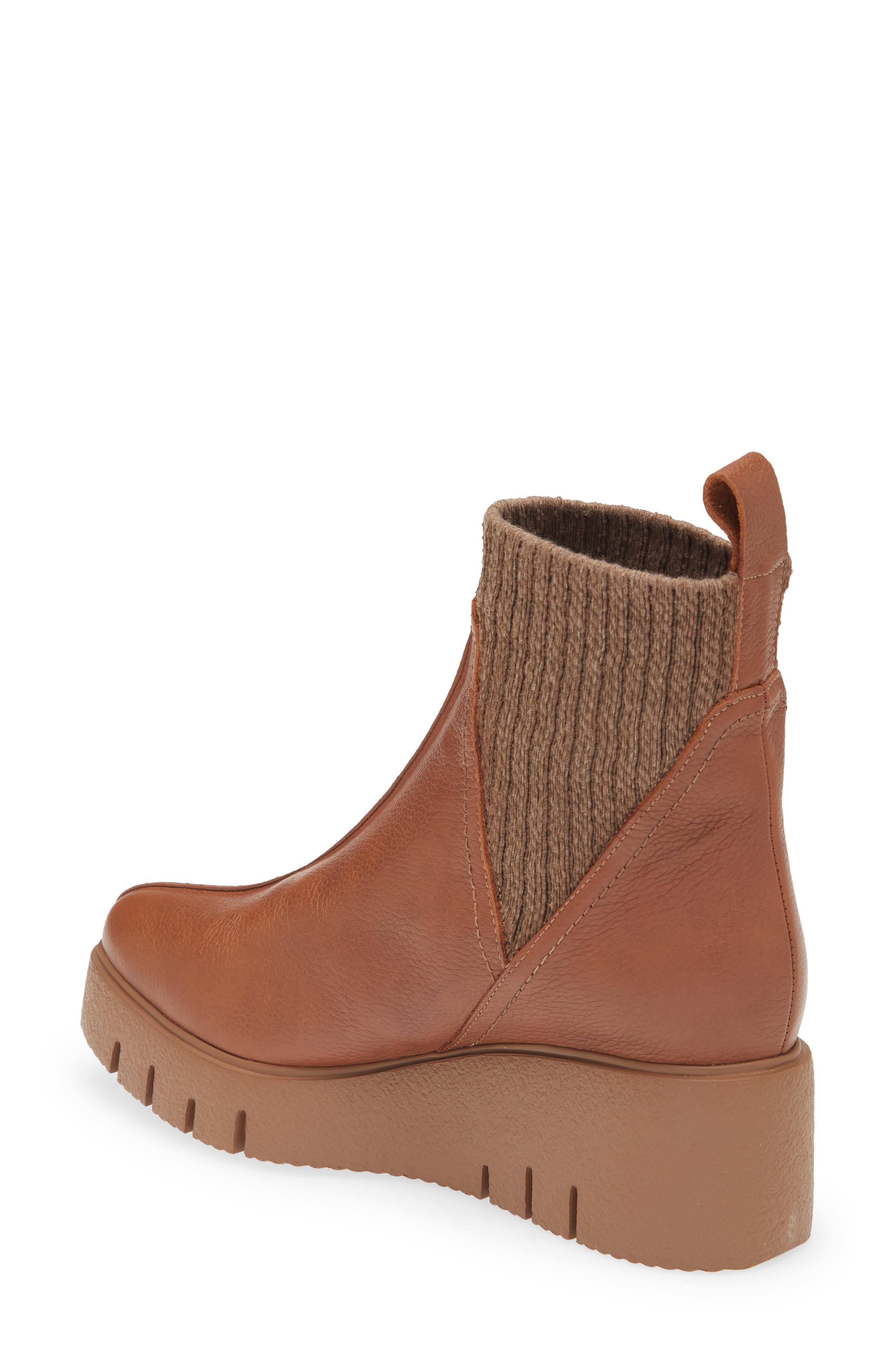 Wedge Sock Bootie, Alternate, color, CUERO BROWN