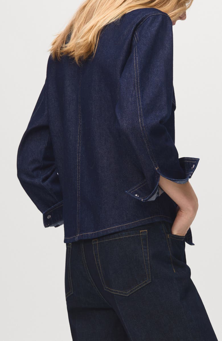 MANGO Western Denim Snap-Up Shirt, Alternate, color, Dark Blue