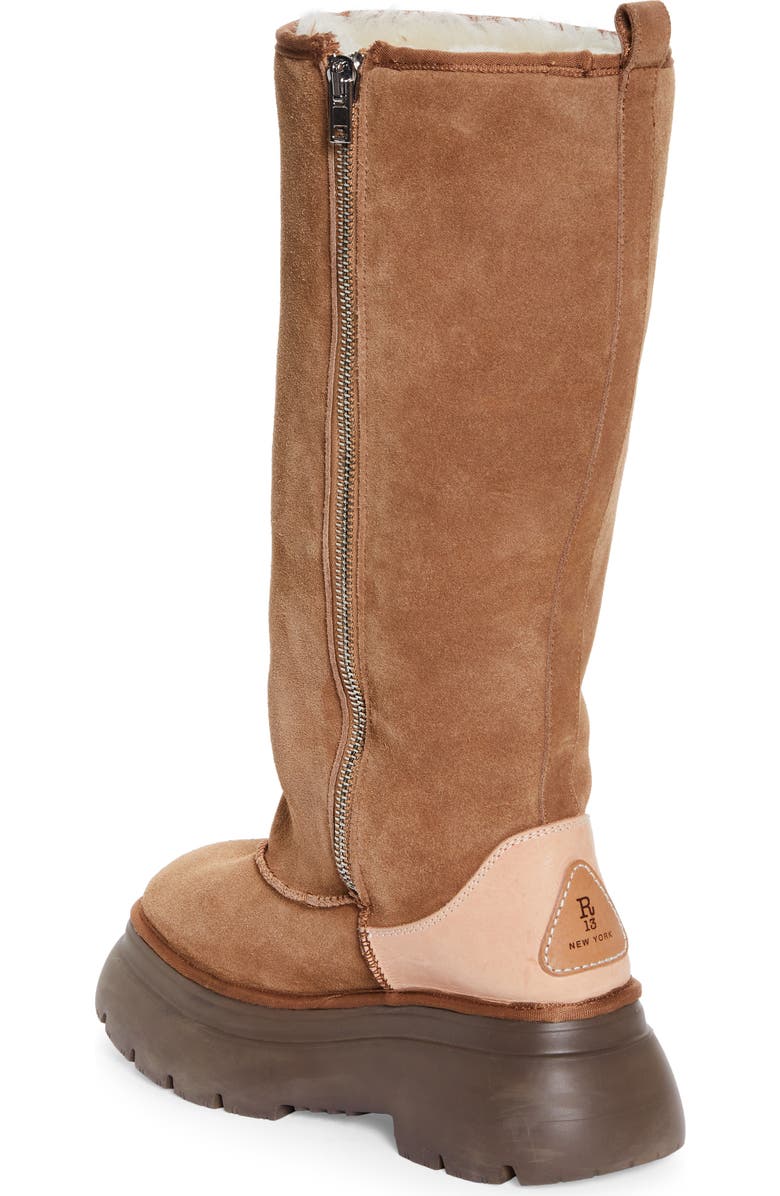 R13 Chunky Sole Tall Genuine Shearling Boot, Alternate, color,