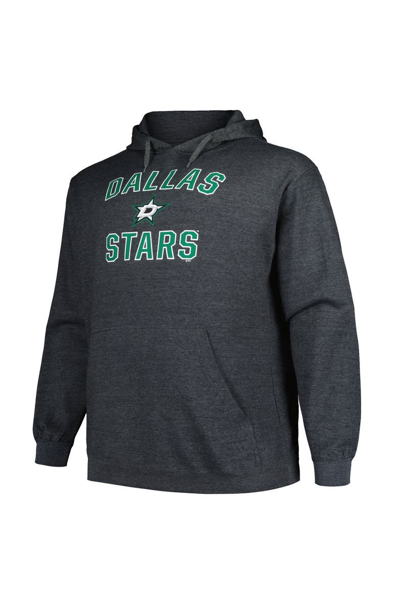 PROFILE Men's Profile Heather Charcoal Dallas Stars Big & Tall Arch Over Logo Pullover Hoodie, Alternate, color, Heather Charcoal