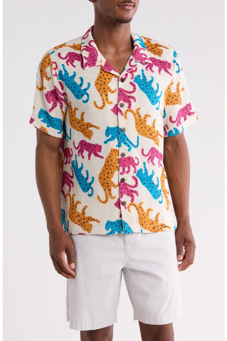 Panthera Short Sleeve Shirt, Main, color, EGGSHELL MULTI