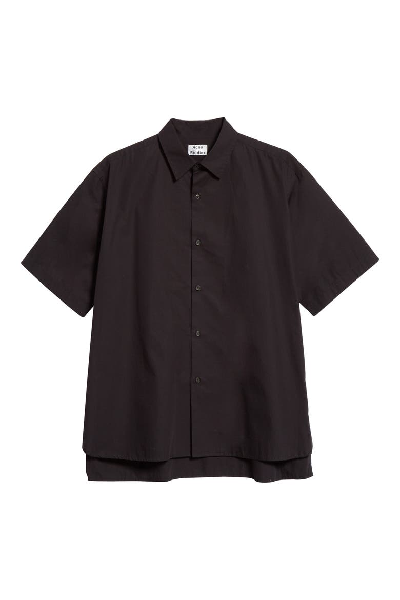 Shepton Oversize Short Sleeve Button-Up Shirt, Alternate, color, BLACK