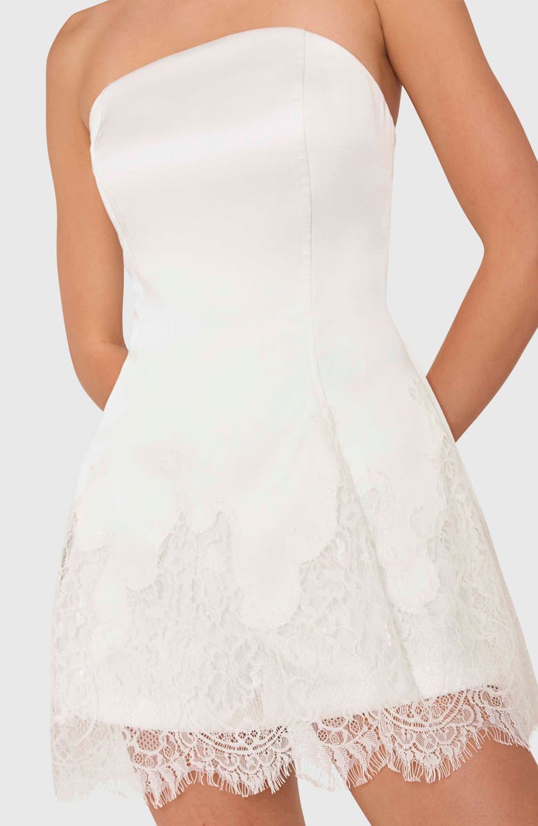 Amanda Uprichard Romilly Lace Hem Strapless Romper, Alternate, color, White