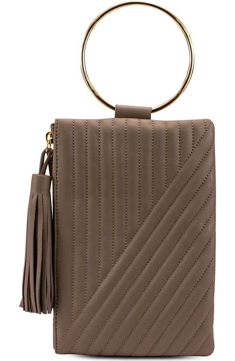 Thacker Nolita Ring Handle Quilted Leather Clutch, Alternate, color,