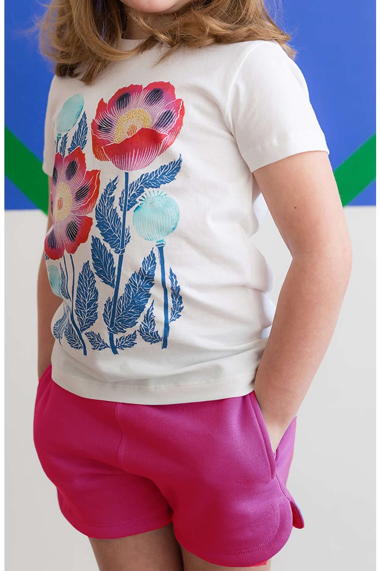 Organic Cotton Drawstring Track Shorts, Alternate, color, Magenta