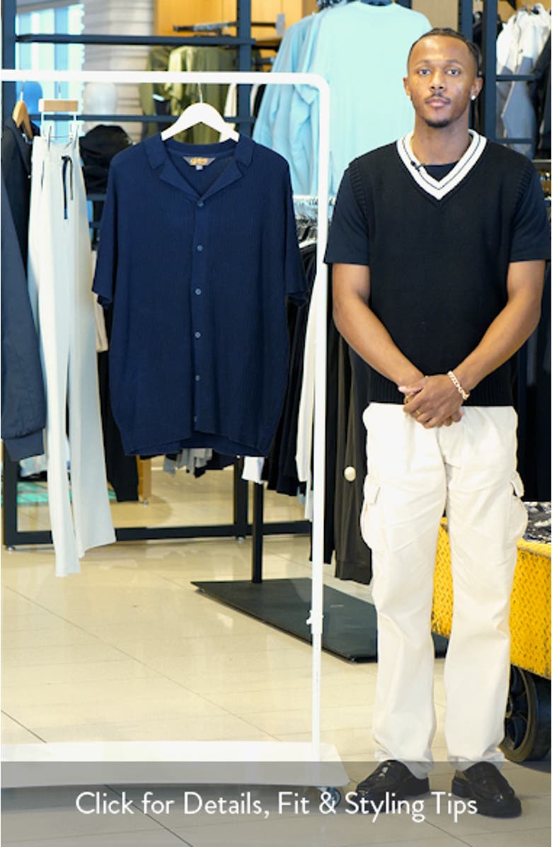 Riviera Relaxed Fit Textured Cotton Knit Button-Up Shirt, sales video thumbnail