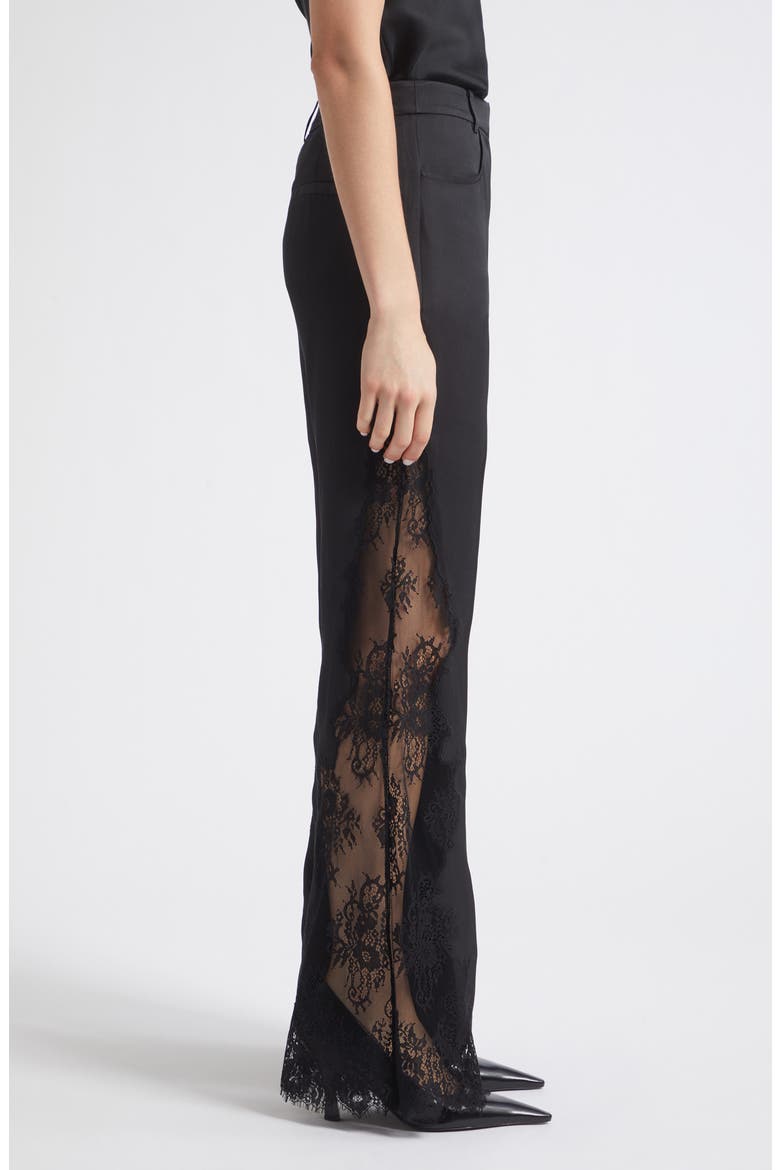 Priya Lace Detail Flared Pants, Alternate, color, JET/ JET
