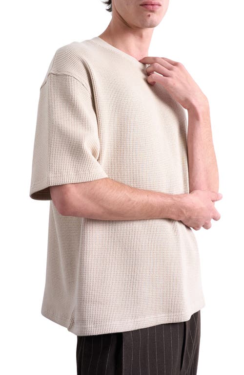 Topman Oversize Waffle Texture Cotton T-shirt In Neutral