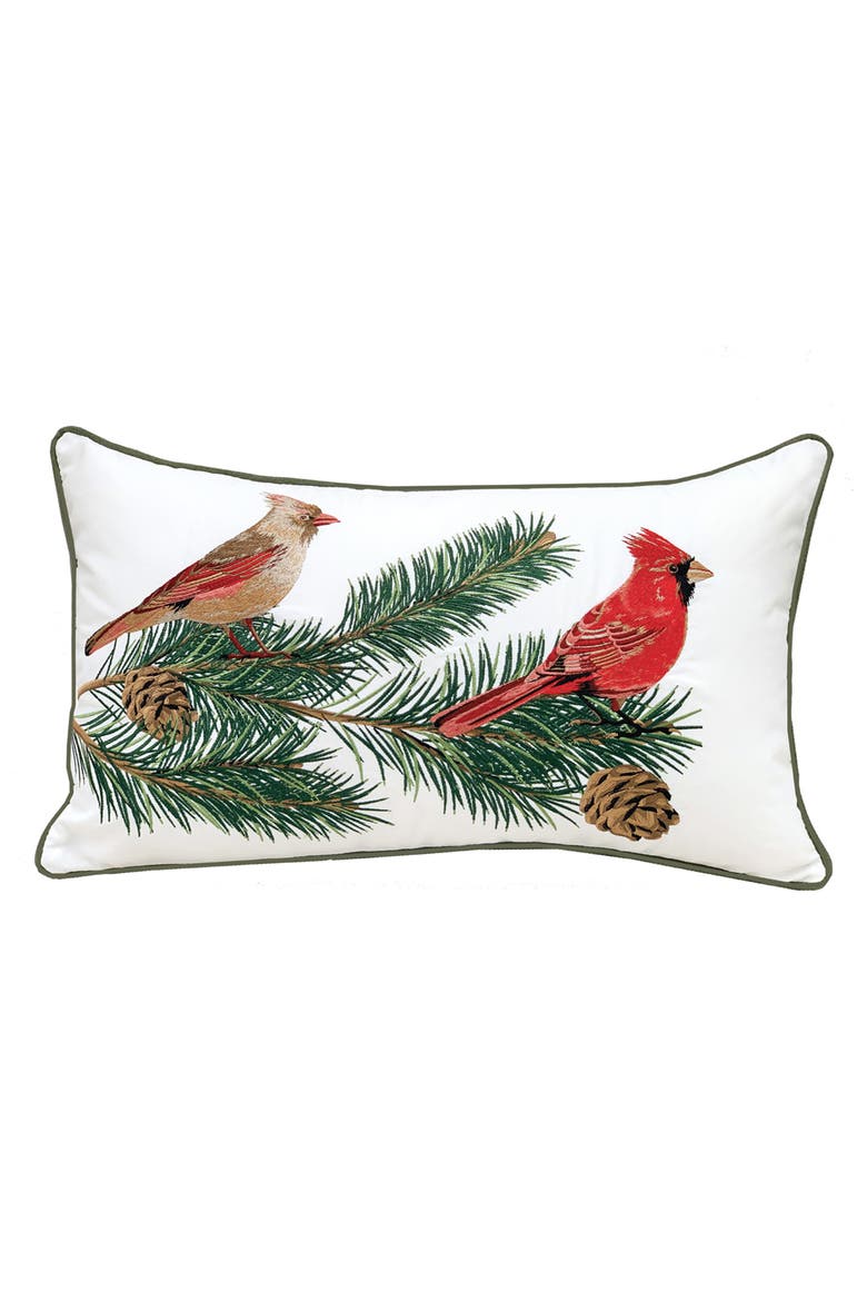 Cardinals & Pines Indoor/Outdoor Throw Pillow 12" x 21", Main, color, Red