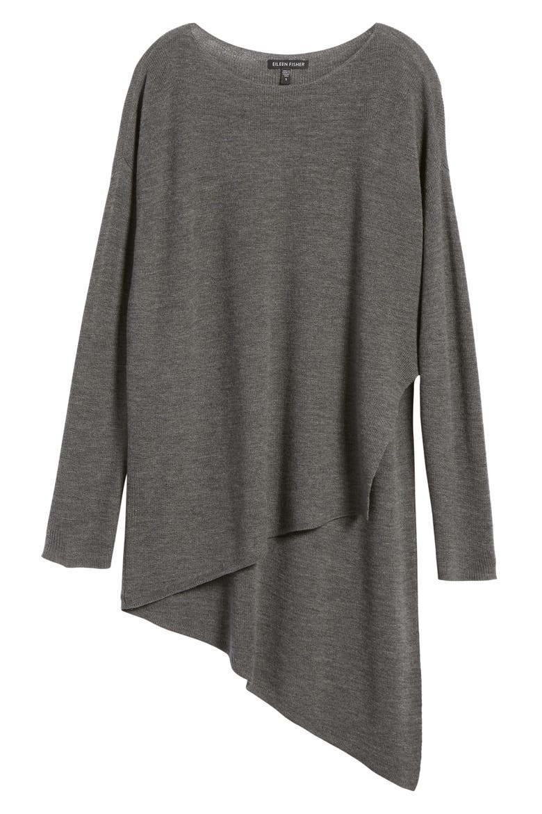 Asymmetrical Merino Wool Pullover, Alternate, color, ASH