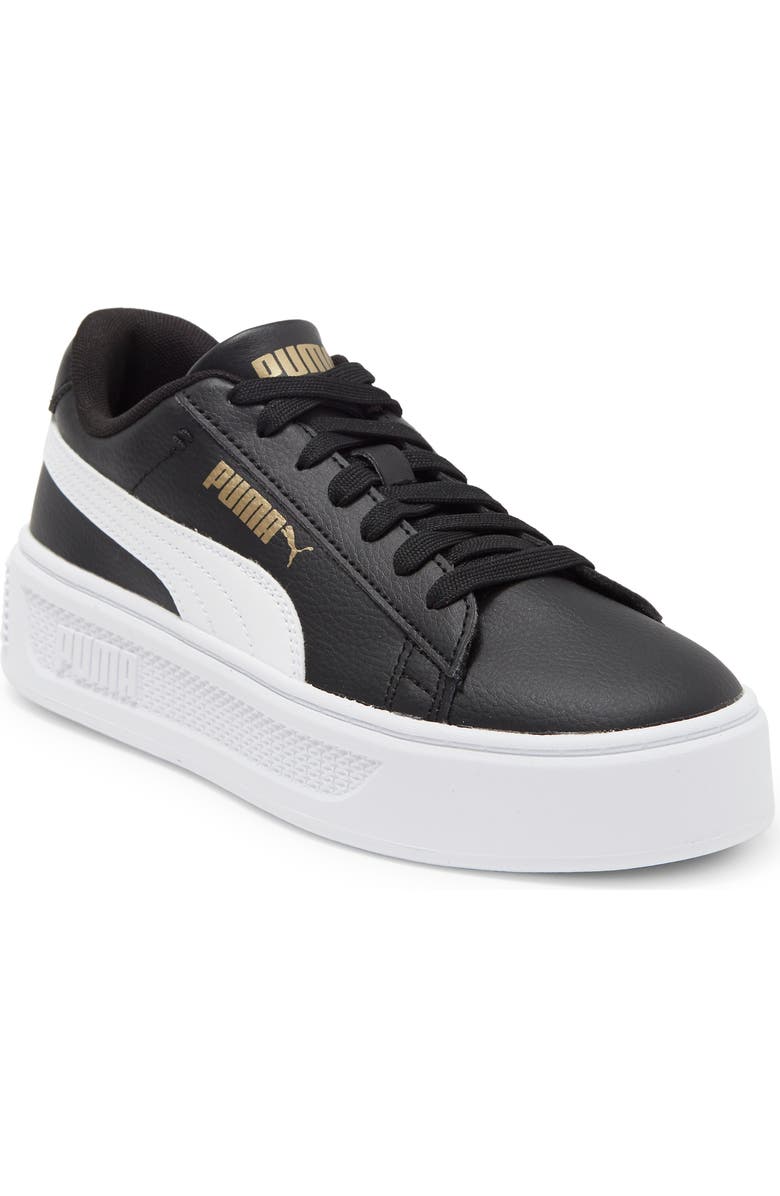 PUMA Smash V3 Platform Sneaker, Main, color, Black-White-Gold