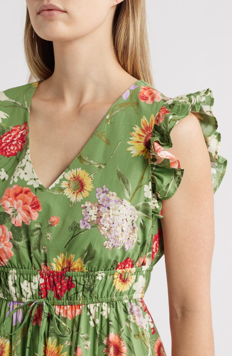 Anne Klein Floral Cotton Ruffle Shoulder Tiered Dress, Alternate, color, 