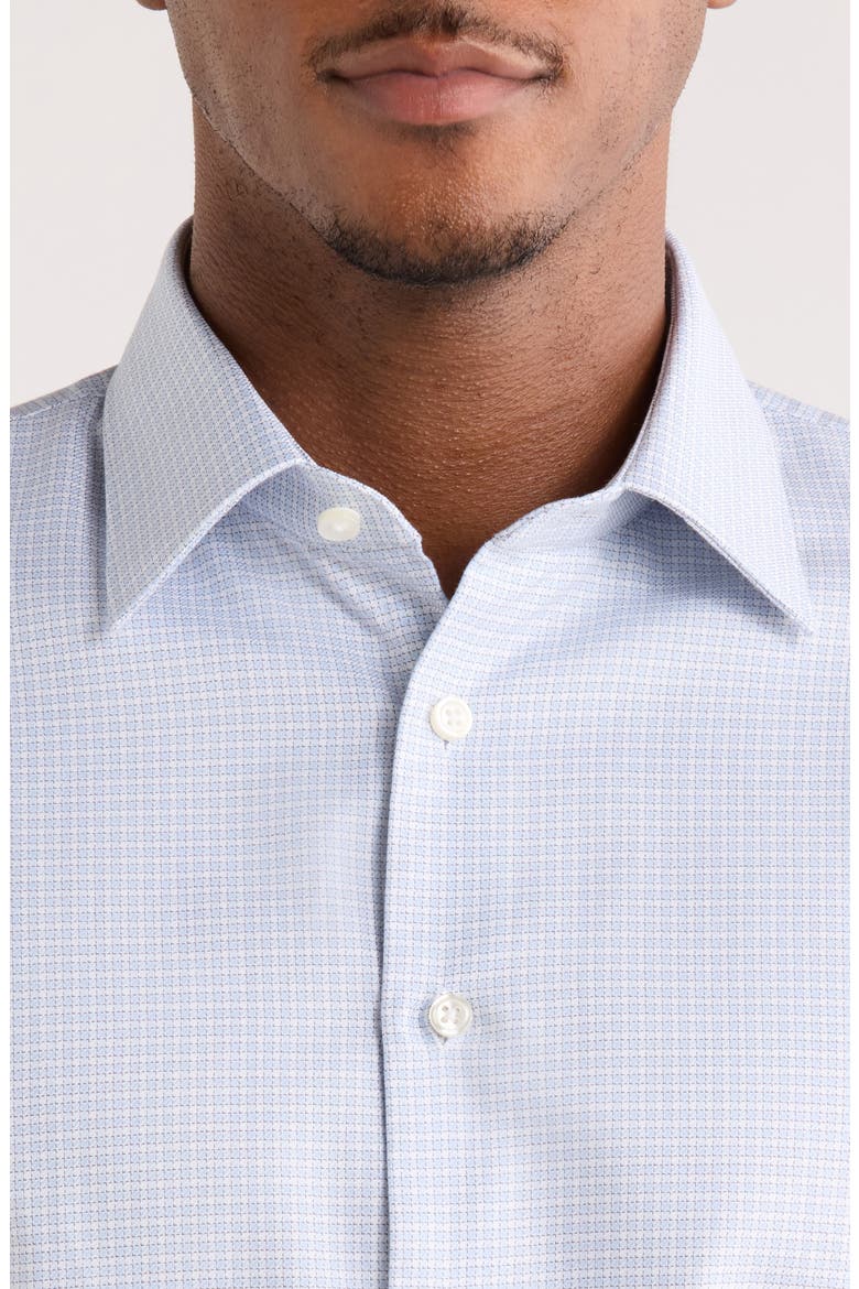 Trim Fit Check Premium Non Iron Cotton Button-Up Shirt, Alternate, color, BLUE MARZANO TEXTURE