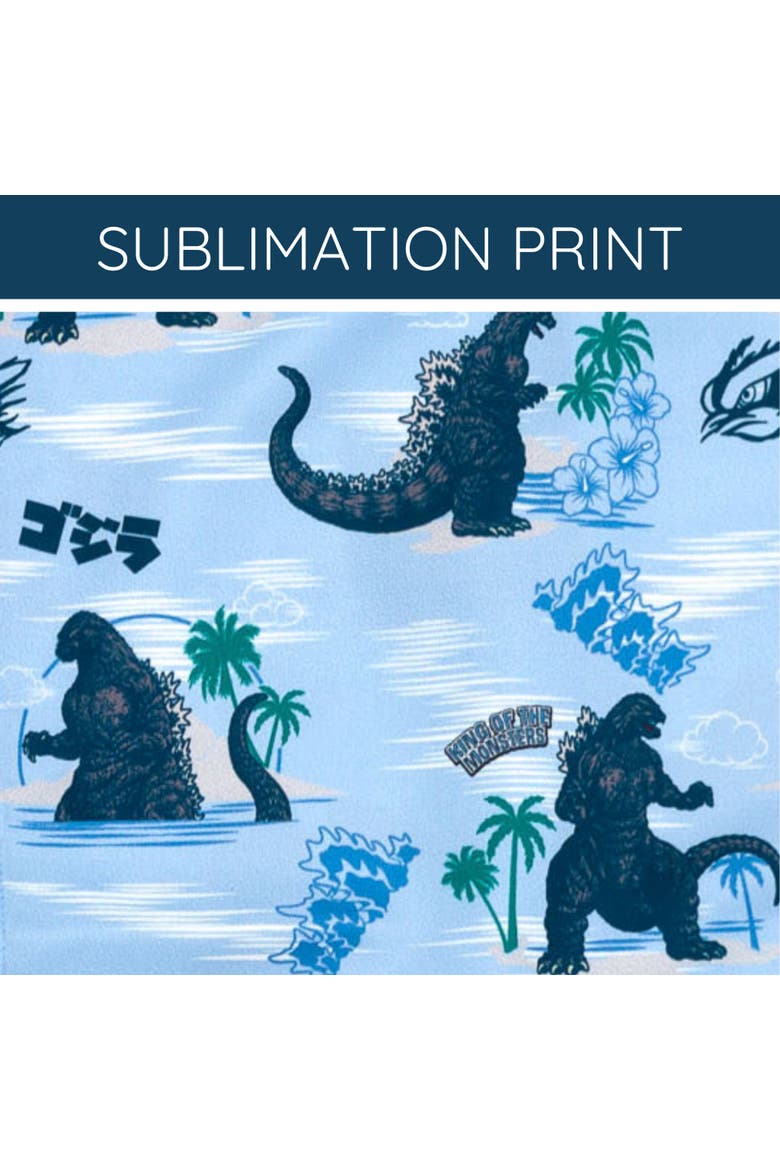 Hawaiian Button-Down Shirt, Alternate, color, Light Blue Palms