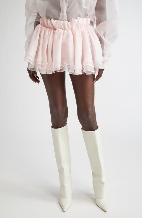 Tiered Ruffle Silk Organza Miniskirt