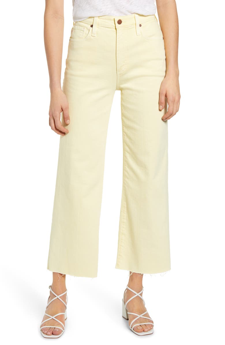 AG Etta High Waist Crop Raw Hem Wide Leg Jeans, Main, color, Hi White Morocc