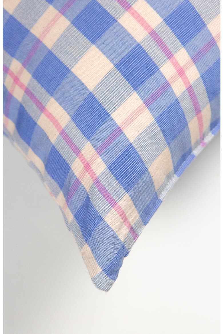 Handwoven Classic Gingham Square Cotton Throw Pillow, Alternate, color, Light Blue Plaid