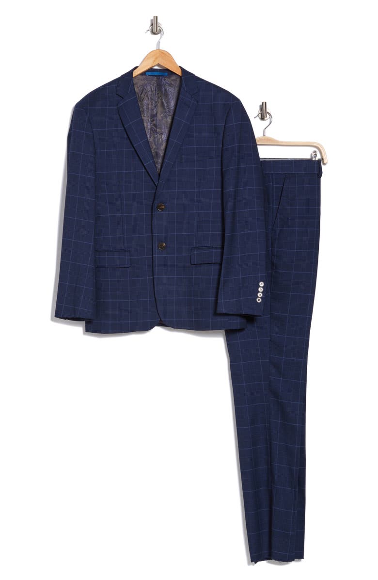Gino Vitale Slim Fit 3-Piece Blue Check Suit, Alternate, color, Midnight Blue