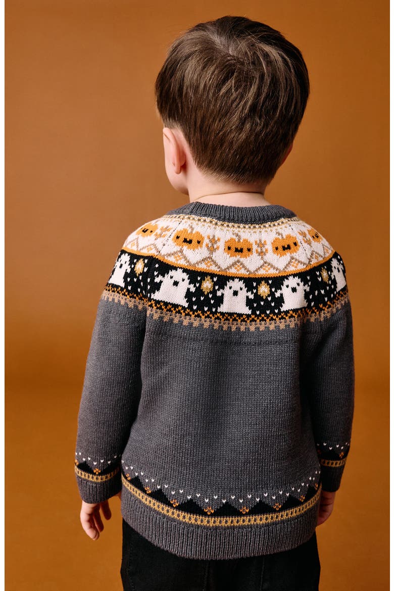 Kids' Halloween Fair Isle Sweater, Alternate, color, GREY