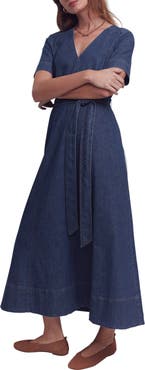 Boden Short Sleeve Denim Midi Dress