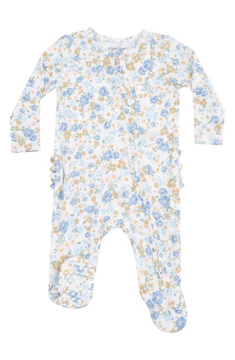 Sweet Rose Calico Ruffle Zip Footie (Baby)