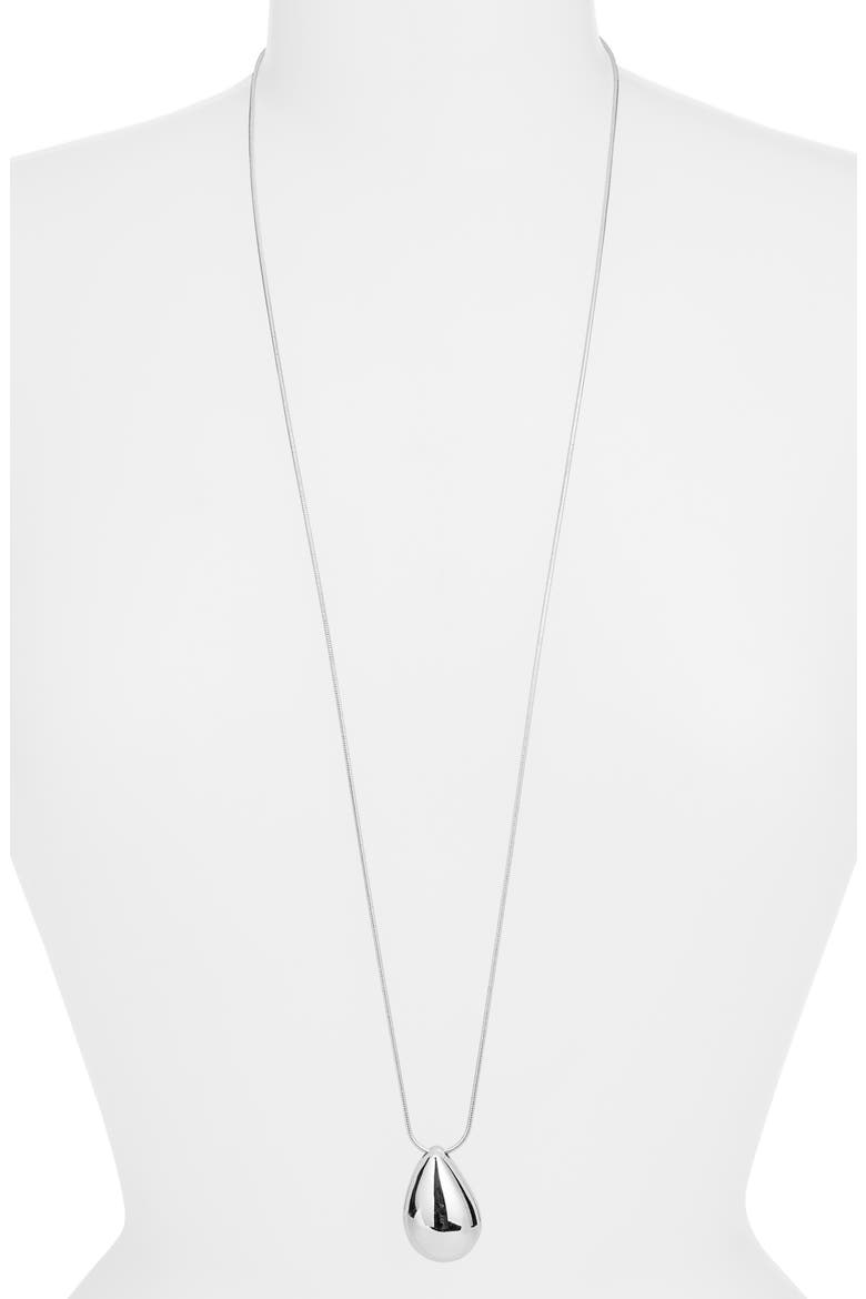 Polished Teardrop Pendant Necklace, Alternate, color, SILVER