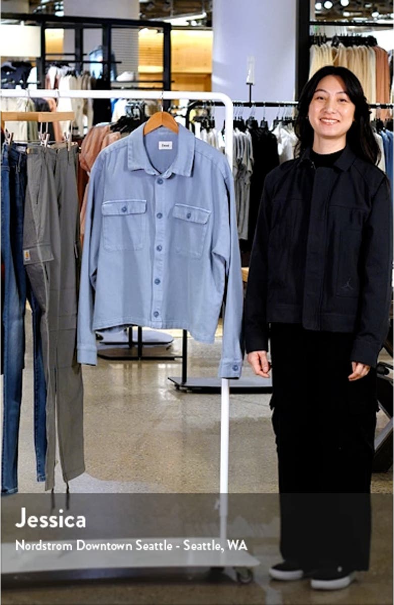 Oversize Crop Cotton Button-Up Shirt, sales video thumbnail