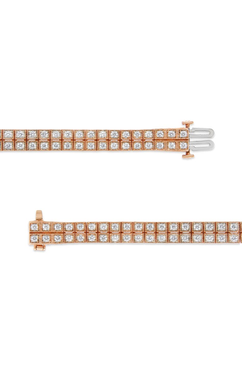 Haus of Brilliance 14K Rose Gold 3.0 Cttw Lab Grown Diamond Two Row Milgrain Tennis Bracelet, Alternate, color, Pink