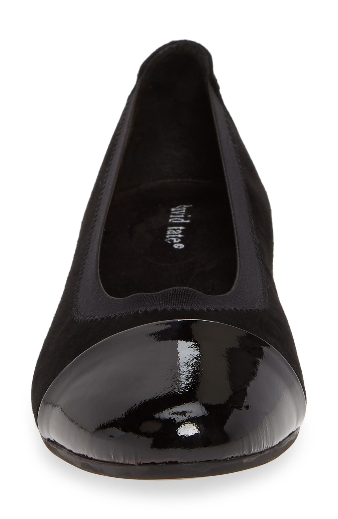 David Tate Nicole Cap Toe Flat, Alternate, color, Black Suede