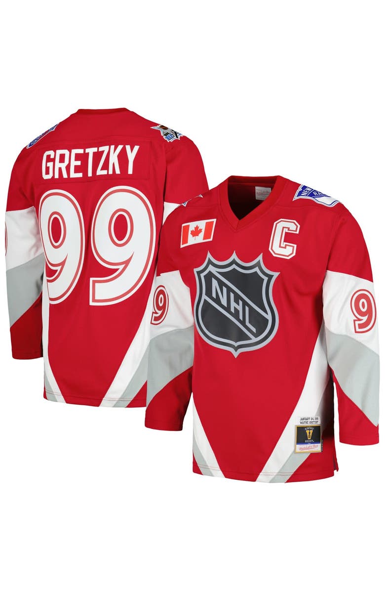 Mitchell & Ness Men's Mitchell & Ness Wayne Gretzky Scarlet  1999 NHL All-Star Game Blue Line Player Jersey, Main, color, 