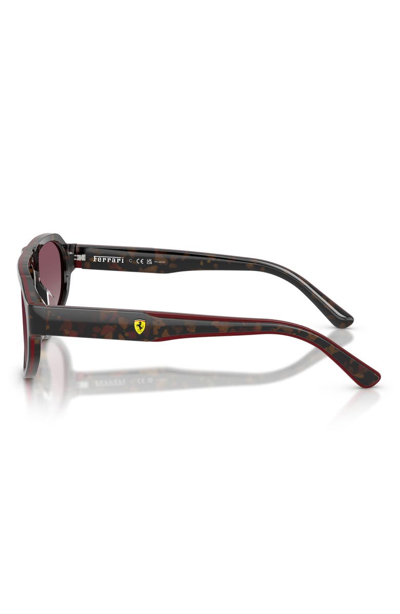 Scuderia Ferrari 57mm Polarized Irregular Sunglasses, Alternate, color, Havana Shiny Burgundy